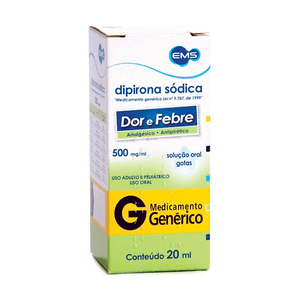 Produto Dipirona sodica gotas frasco 500 mg / ml com 20 ml ems - generico foto 1
