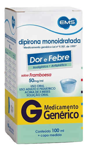 Produto Dipirona sódica 50mg xarope sabor framboesa 100ml ems genérico
 foto 1