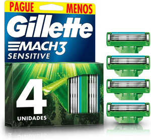 Produto Carga para aparelho de barbear mach3 sensitive 4 unidades gillette foto 1