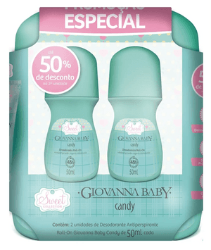 Produto Kit desodorante roll-on candy 2 unidades com 50ml cada giovanna baby foto 1