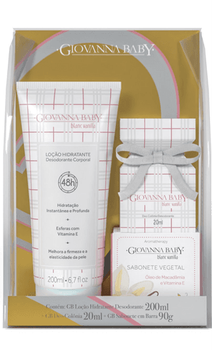 Produto Kit blanc vanilla loção hidratante 200ml+colônia 20ml + sabonete 90g giovanna baby foto 1