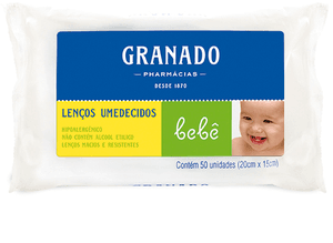 Produto Lenço umedecido bebê hipoalergênico sem álcool 50 unidades granado foto 1
