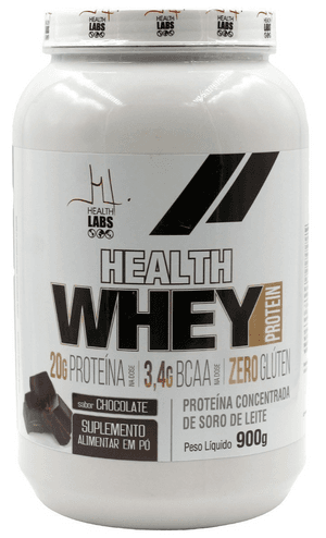 Produto Whey protein concentrado sabor chocolate 900g health labs foto 1