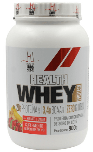 Produto Whey protein concentrado sabor morango e banana 900g health labs foto 1