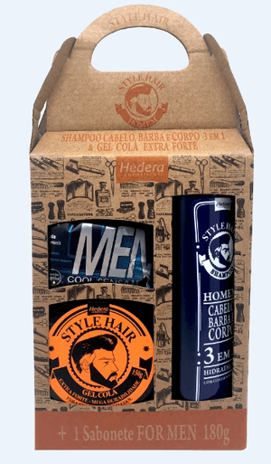 Produto Kit hedera homem shampoo 300ml + gel cola exra forte 150g + sabonete for men 180g foto 1