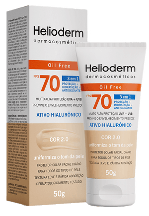 Produto Protetor solar facial oil free fps70 cor 2.0 50g helioderm foto 1