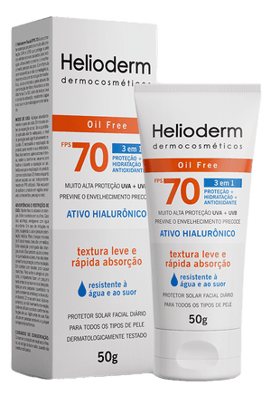 Produto Protetor solar facial oil free fps70 sem cor 50g helioderm foto 1