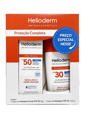 Produto Kit protetor solar corporal fps30 120ml + protetor solar facial fps50 50g helioderm foto 1