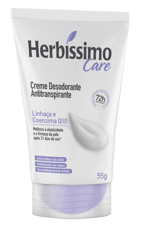 Produto Desodorante creme bisnaga antiperspirante linhaça e coenzima q10 55g herbíssimo foto 1