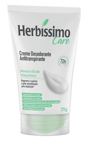 Produto Desodorante creme bisnaga antiperspirante monoi e ácido hialurônico 55g herbíssimo foto 1