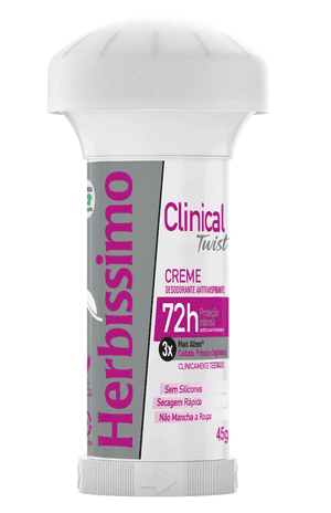 Produto Desodorante creme antitranspirante twist clinical rosa 45g herbíssimo foto 1