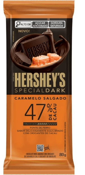Produto Barra de chocolate special dark 47% cacau sabor caramelo salgado 80g hersheys foto 1