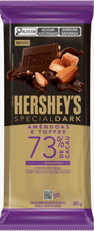Produto Barra de chocolate special dark 73% amêndoas e toffee 80g hersheys foto 1