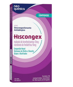 Produto Hiscongex 12mg + 15mg com 12 comprimidos revestidos de liberação prolongada neo química foto 1