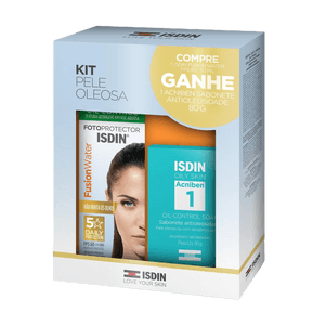 Produto Kit protetor solar facial fusion water oil control fps60 50ml + sabonete acniben 1 oil control 80g isdin foto 1