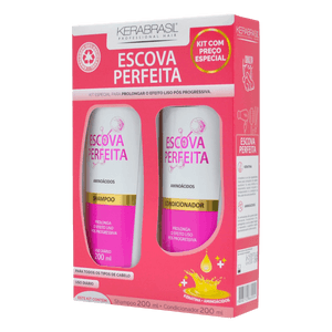 Produto Kit shampoo (230ml) e condicionador (200ml) escova perfeita, kerabrasil foto 1