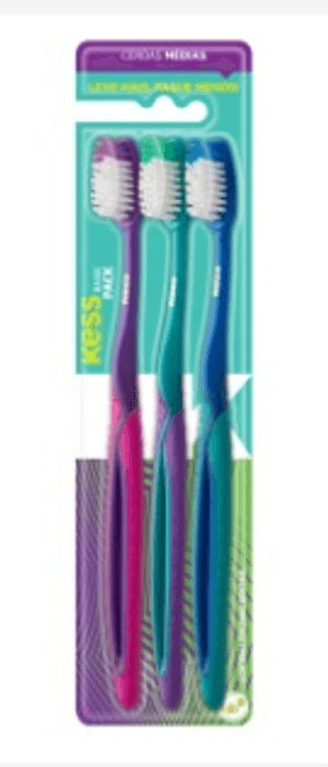 Produto Escova dental kess basic plus media com 3 unidades leve mais, pague menos foto 1