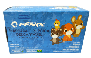 Produto Mascara fenix descartavel tripla com 50 unidades infantil azul foto 1