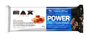 Produto Barra de proteína power protein bar milk caramel 41g max titanium foto 1