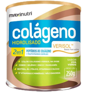Produto Maxinutri colageno hidrolisado verisol 2x1 sabor uva verde 250g foto 1