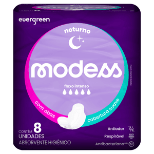 Produto Absorvente noturno modess com abas 8 unidades evergreen foto 1