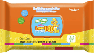 Produto Toalha umedecida natural baby mãe e filho 100 unidades ever green foto 1