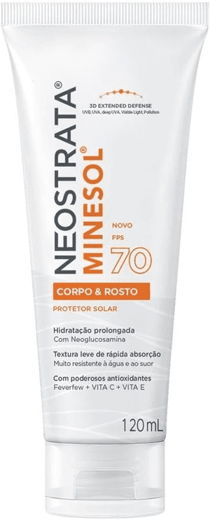 Produto Protetor solar minesol corpo e rosto fps70 120ml neostrata foto 1