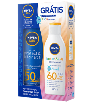 Produto Kit protetor solar corporal sun protect e hidrata fps50 200ml + kids fps60 100ml nivea foto 1