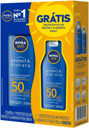 Produto Kit nivea sun protect 200ml & hidrata protetor solar corporal fps50 100ml foto 1