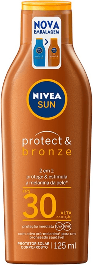 Produto Protetor solar corpo e rosto sun protect e bronze fps30 125ml nivea foto 1
