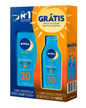 Produto Nivea sun protect & bronze fps30 200ml grátis protect & bronze fps30 100ml foto 1