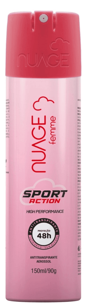 Produto Desodorante antitranspirante aerosol sport action feminino 150ml nuage foto 1