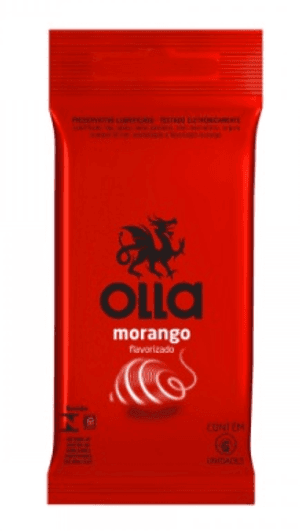 Produto Preservativo lubrificado olla flavorizado morango com 6 unidades foto 1