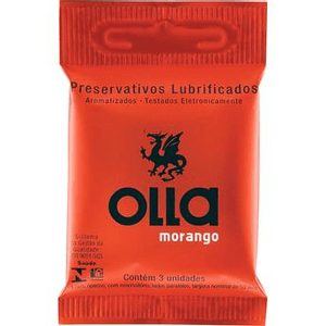 Produto Preservativo olla morango lubrificado com 3 unidades foto 1