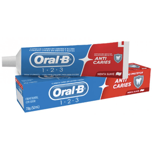Produto Pasta de dente 123 anti cáries menta suave 70g oral-b foto 1