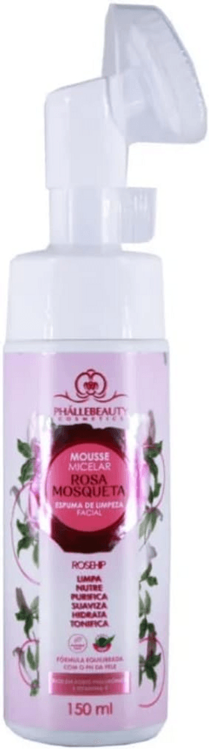 Produto Mousse micelar rosa mosqueta espuma de limpeza facial 150ml phallebeauty foto 1