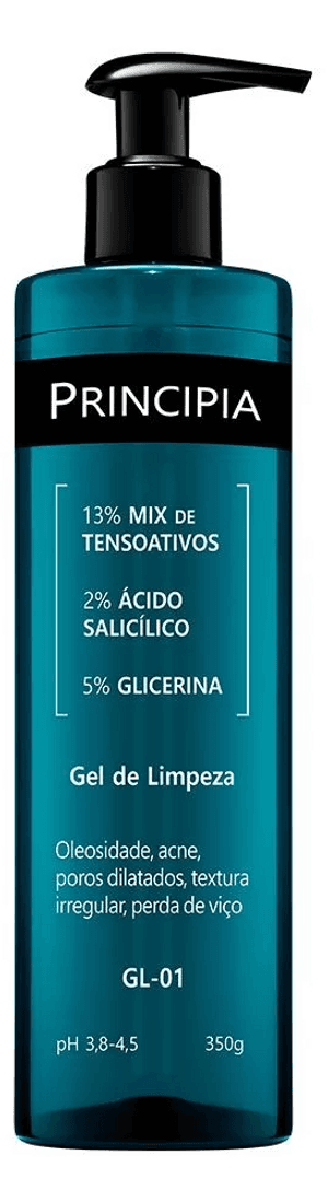 Produto Gel de limpeza facial 13% tensoativos + 2% ácido salicílico + 5% glicerina gl-01 com 350ml principia foto 1