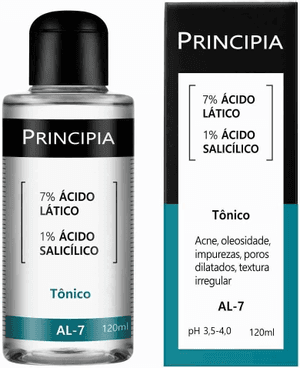 Produto Tônico facial 7% ácido lático + 1% ácido salicílico al-7 com 120ml principia foto 1