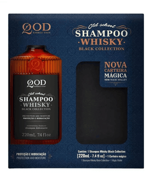Produto Kit whisky black collection shampoo 220ml + carteira mágica qod barber shop foto 1