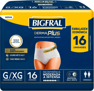 Produto Roupa íntima derma plus g/xg 16 unidades bigfral foto 1
