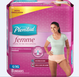 Produto Roupa intima descartavel plenitud femme g/xg pacote com 8 unidades foto 1