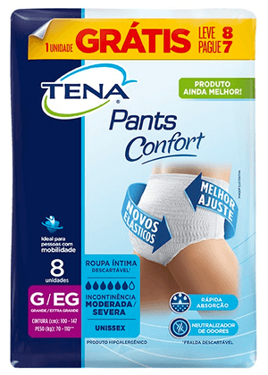 Produto Roupa íntima descartável tena  pants confort g/eg leve 8 pague 7 unidades
 foto 1