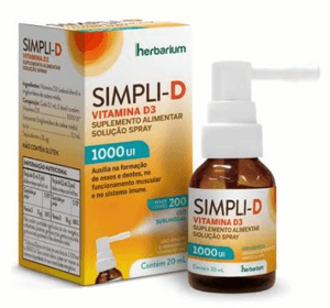 Produto Simpli d 1000ui frasco spray com 20ml uso sublingual - herbarium foto 1