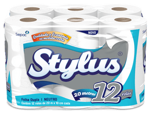 Produto Papel higiênico folha dupla 20m 12 rolos stylus foto 1