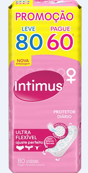 Produto Absorvente intimus days ultra flexivel leve 80 unidades pague 60 unidades
 foto 1