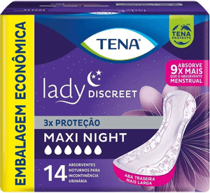 Produto Absorvente para incontinencia tena lady discreet maxi night com 14 unidades foto 1