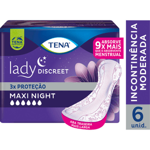 Produto Absorvente para incontinência tena lady discreet maxi night com 6 unidades foto 1