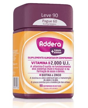 Produto Vitamina d addera + cabelo e unhas 2000 u.i.90 comprimidos revestidos foto 1
