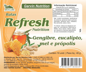 Produto Balas refresh gengibre eucalipto mel e propolis 38g garvin nutrition foto 1