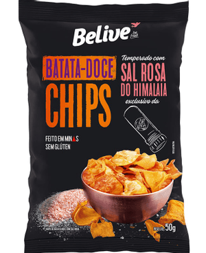 Produto Belive chips de batata doce 50g sabor sal do himalaia foto 1